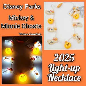 *Light up Necklace* 2025 Disney Parks Halloween Mickey Minnie Ghosts Pumpkin NEW - Picture 1 of 6