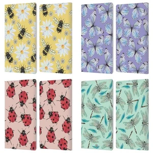 HEAD CASE DESIGNS WATERCOLOUR INSECTS LEATHER BOOK WALLET CASE FOR AMAZON FIRE - Picture 1 of 10