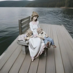 Estatuilla de madre e hijos Lladro An Afternoon Sip Sculpture 6765 - Imagen 1 de 15