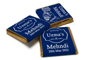 Mehndi / Wedding Chocolates - Personalised Favours - Blue Hands - Picture 1 of 4