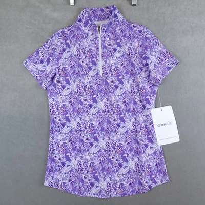 NUEVO CON ETIQUETAS Camiseta Ibkul Pullover 1/4 Cremallera Mangas Cortas Rendimiento XS Briana Ciruela Golf Foto 1 de 4
