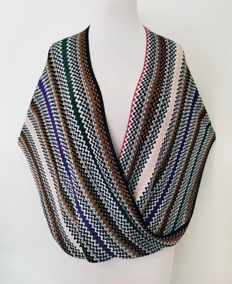 Poncho MISSONI drapeado con flecos cruzados frente asimétrico en zigzag chal envolvente O/S Foto 1 de 4