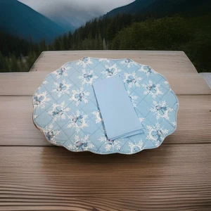 Handgefertigte Weihnachten TableMate & Servietten blau Schneemann Schneeflocke 4 Gedecke gesteppt - Bild 1 von 12