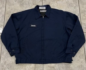 Mens XL Aramark Quilt Lined Full Zip Navy Mechanic Industrial Twill Work Jacket - Picture 1 of 12