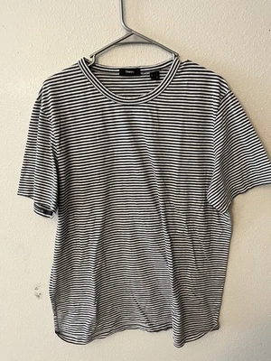 Camiseta Theory Para Hombre Extra Grande Azul Blanco Rayas 100% Algodón Pima Cuello Redondo Foto 1 de 4