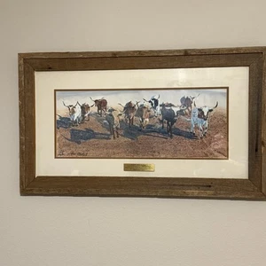 Vintage Tx Artist Western LTD LITHO #447/500 Run For The Range Cubes George Boutwell - Bild 1 von 6