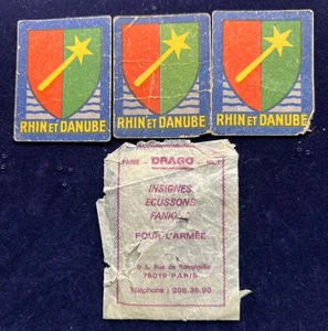 RHIN ET DANUBE INSIGNIA 1ST FRENCH ARMY ‘CARD’ BADGES WW2 (see description) - Picture 1 of 10