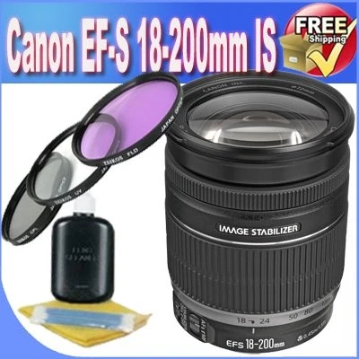 Canon EF-S 18-200mm f/3.5-5.6 is Lens + 72mm 3 Piece - Image 1 of 2