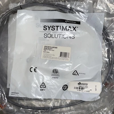 Lot 7 New Commscope Systimax Cat 6 Patch Cable 5 foot Grey GS8E-DG-5FT - Image 1 of 2