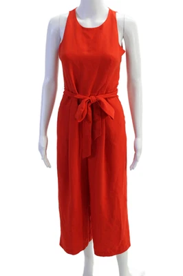 Mono Banana Republic para mujer sin mangas tiro alto cinturón pierna ancha rojo talla 0 Foto 1 de 4