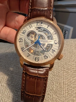 Stuhrling Original Men's Automatic Skeleton W/Exhibition Case Back. 20 Jewels. - Image 1 of 4