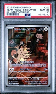 PSA 10 Team Rocket's Meowth 203/182 Sv10: Destined Rivals Holo - Picture 1 of 3