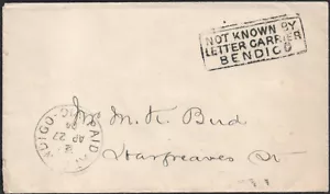 1904 PAID AT BENDIGO cds & HIGH STREET boxed NOT KNOWN BY LETTER CARRIER BENDIGO - Picture 1 of 2