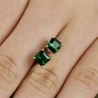 14K White Gold Plated 2CT Lab-Created Green Emerald Solitaire Stud Earrings