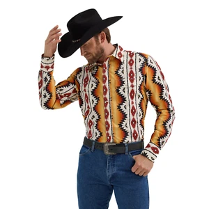 Camisa occidental Wrangler Checotah azteca naranja y negra para hombre 112355378 - Imagen 1 de 20