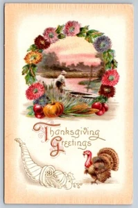 Erntedankgrüße, Postkarte 1910, Frelighsburg Que Split Ring Stempel - Bild 1 von 2