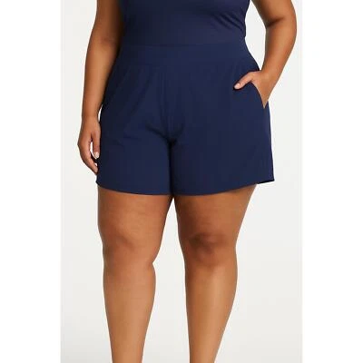 Pantalones Cortos Atléticos Lands End Azul Marino Bolsillos Cintura Elástica Plus 16W Foto 1 de 4