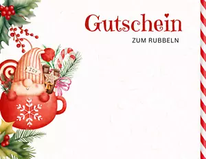 Gutschein zum selber ausfüllen - " Wichtel in Tasse" Rubbelgutschein - Bild 1 von 4