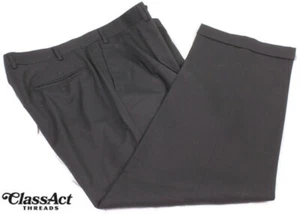 Chaps Pantalone Uomo Vestito Nero Pantalone Lana Pieghettato Frontali 38" X 29" - Foto 1 di 5