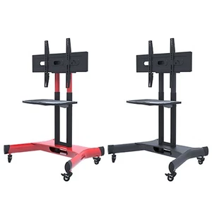 Mobile TV Floor Stand w/ Tilt Mount and Wheels for 32"-80" TVs Adjustable Height - Picture 1 of 25