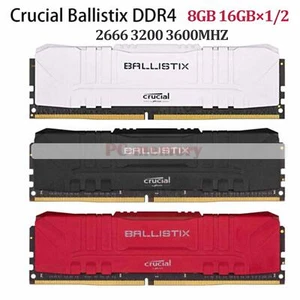 Crucial Ballistix 8GB/16GB DDR4 2666 3200 3600MHz DIMM Desktop Gaming Memory Lot - Picture 1 of 8