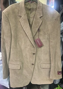 NEW! ADOLFO Mens Blazer Sport Coat Casual Jacket Size Beige Corduroy Blaizer 44R - Picture 1 of 13
