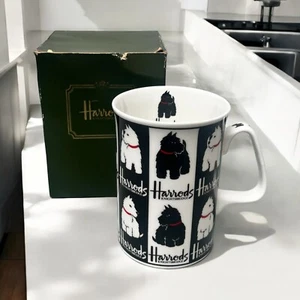 Taza de té café porcelana Harrods Knightsbridge Inglaterra Scottish Terrier Scottie - Imagen 1 de 6
