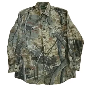 Cabelas Camo Flannel Hunting Shirt Green Brown Mens L Button Up Starlite VINTAGE - Picture 1 of 10