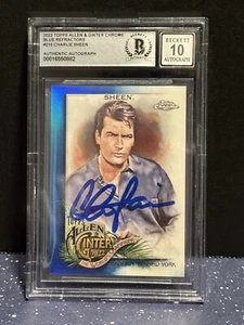 Charlie Sheen Signed Autograph BECKETT BAS 2022 Topps Allen & Ginter Chrome Blue - Picture 1 of 5