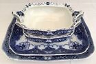Two Vintage Blue And White Serving Or Sharing Plates With Two Matching Tureens