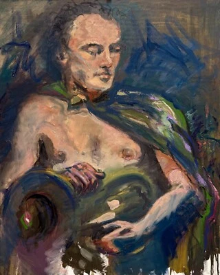 Play Me a Song, I'm the Music Man, Original Oil Painting, by Van Ness - Image 1 of 4