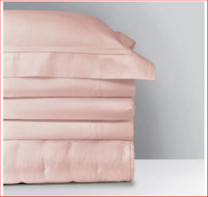 2 New Yves Delorme Shams Pillowcases Blush Peach Pink Cotton Sateen France NWT