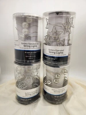 Set of 4 Different designs of LED String Light, 18 Light Per String - Battery-Op - Image 1 of 3
