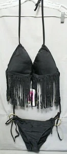 SWIMMART BIKINI womens 2 piece black 80% nylon 20% spandex Size Small/Medium NEW - Picture 1 of 7
