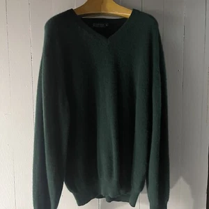 Blarney Woollen Mills Sweater Mens Large Green Pullover 100% Cashmere V-Neck - Picture 1 of 7