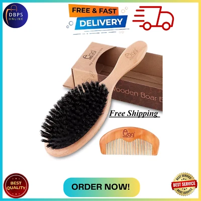 BLACK EGG Boar Bristle Hair Brush for Women Men Kid, Soft Natural Bristles - Image 1 of 4