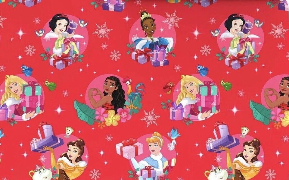 Оберточная бумага Hallmark рождественские принцессы Disney красная 70 кв. футов большой рулон подарок - Изображение 1 из 4