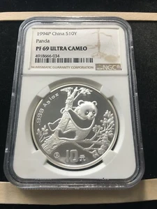 1994 P  China, 10 Yuan .999ag Panda, NGC Graded**PF-69 Ultra Cameo**#4918666-034 - Foto 1 di 3
