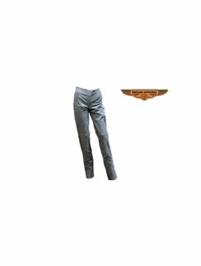 Women's Denim Look Leather Hip Hugger Pants Waist  Size 26 28 30 32 36 41 - Picture 1 of 2