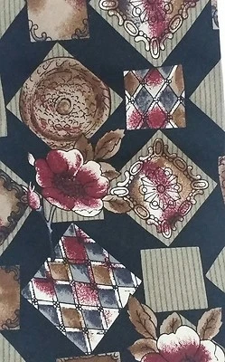 Corbata de seda bajo 59,5 x 3-7/8 floral geométrica traje tradicional trabajo masculino CEO Foto 1 de 4