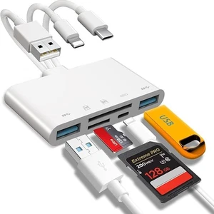 (2) 5 in 1 Memory Card Reader USB 3.0 OTG Adapter SD Card Reader For iPhone/iPad - Picture 1 of 3