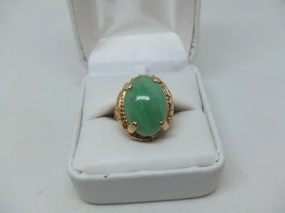 Anillo oro amarillo 10K jadeíta verde talla 8,5 Foto 1 de 4