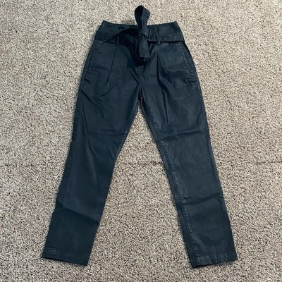 DL1961 黑色 Susie 纸袋高腰锥形裤腰带 25 码 — 第 1/4 张图片