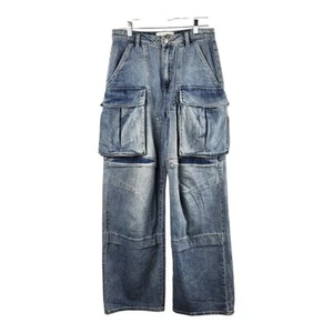 FashionNova Making It Work Cargo Jeans Cotton Varying Blue Shades Moto Size* - Picture 1 of 16
