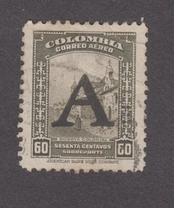 Colombia 1950. Air mail. 60 c. Street in Bogotá. Avianca. Overprinted A Sc# C193 - Picture 1 of 1