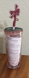 Starbucks Holiday Christmas 2025 Snow Pink Glasschleife Silikon Topper 16 oz - Bild 1 von 5