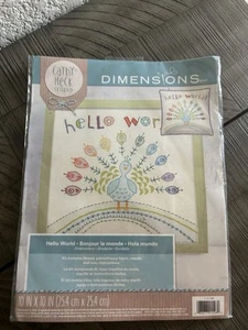 Hello World Peacock Embroidery Kit Dimensions New 10" x 10" Cathy Heck Studio - Picture 1 of 6