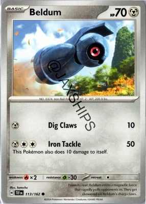 🧲🌌 Beldum 113/162 - Temporal Forces Pokémon TCG Card - SV05 Regular 🤖✨ - Image 1 of 2