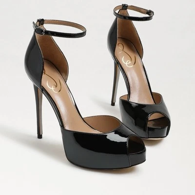 Sam Edelman Florencia Peep Toe Plataforma Tacones Charol Negro EE. UU. 9 Nuevo Foto 1 de 4