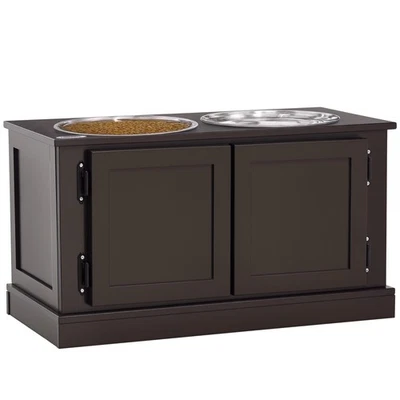 Hundenäpfe, Erhöhtes Futterstation mit 2 Edelstahlschüsseln, Wassernapf, Kaffee - Bild 1 von 4